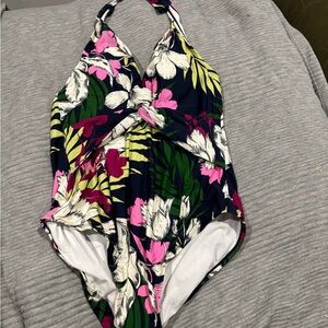 Floral Halter One-Piece Swimsuit